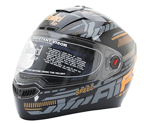 Steelbird SBA-1 Speed Glossy Black & Orange Full Face Helmet