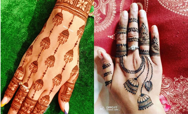 Stylish Jhumkha Back Hand Mehndi Design